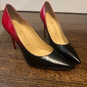 Christian Louboutin Black and Red Patent Heels